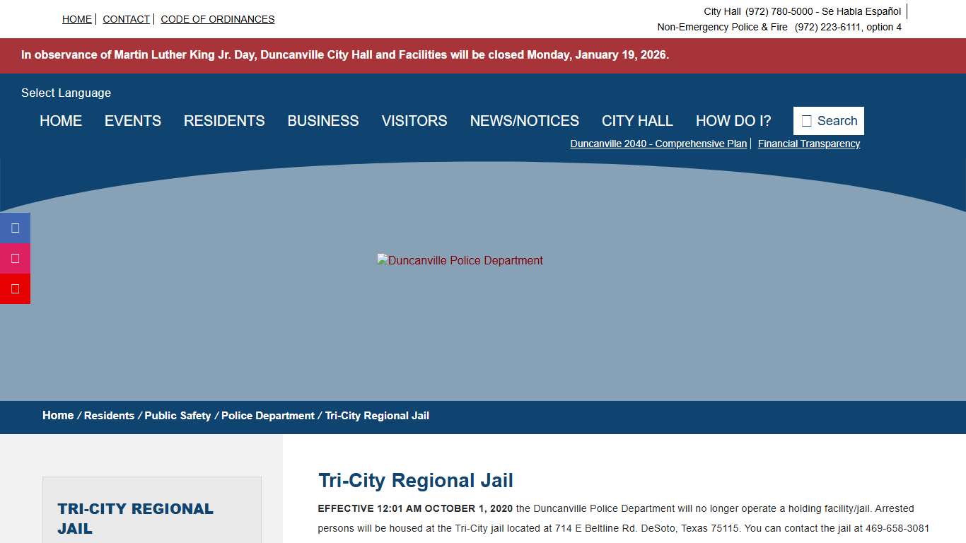 Tri-City Regional Jail - City of Duncanville